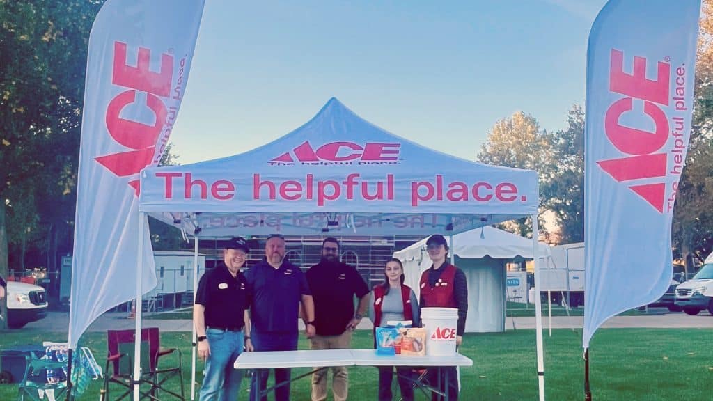 The Benge's Ace Hardware booth at Mutt Strutt 2024 in Indianapolis, IN